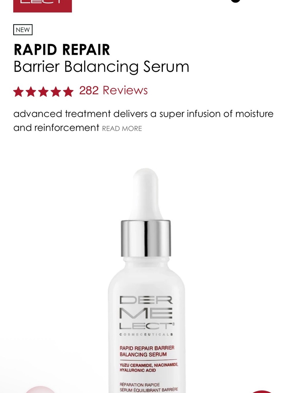 NWT DERMELECT RAPID REPAIR BARRIER BALANCING SERUM
